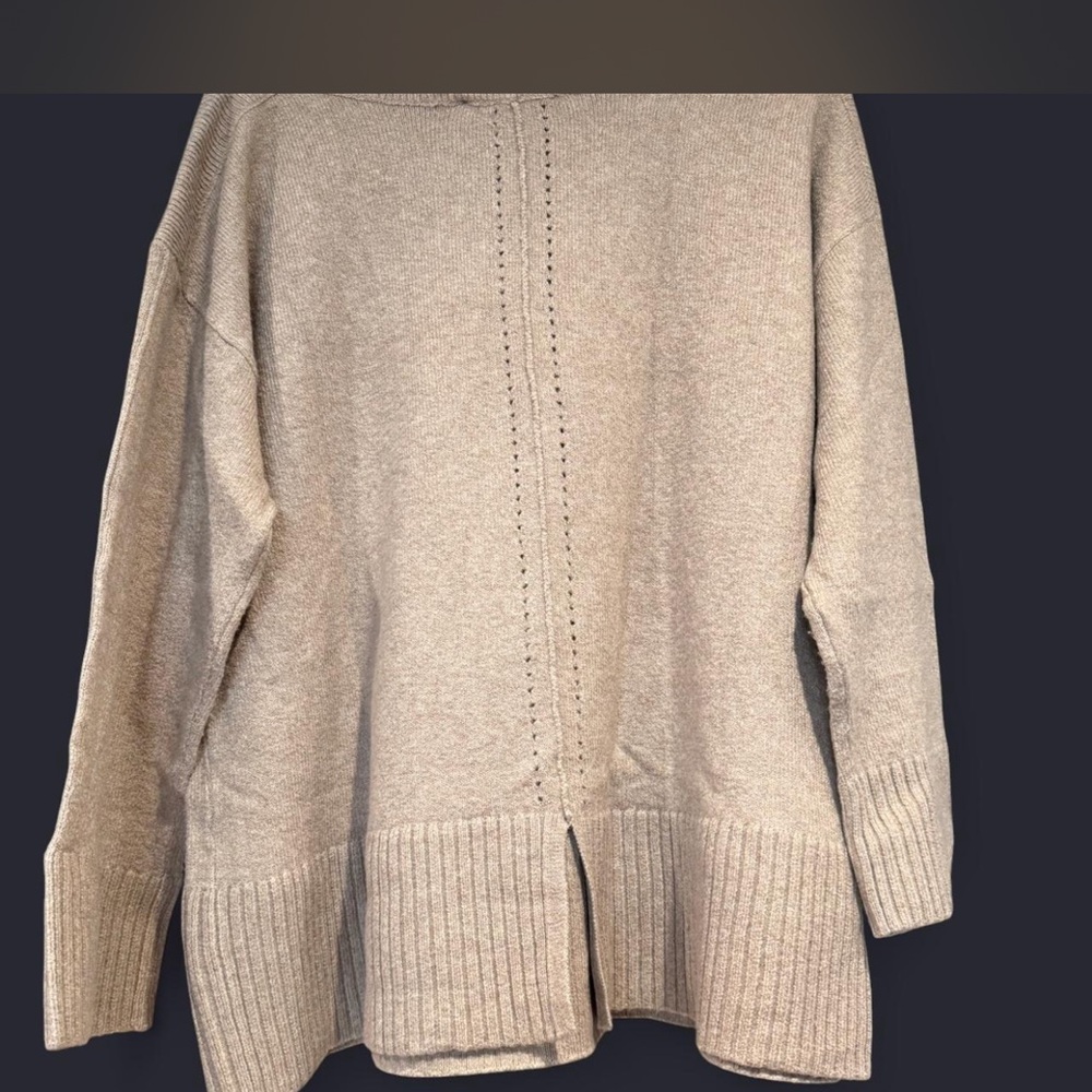 LOFT Neutral Beige Knit Crewneck Sweater